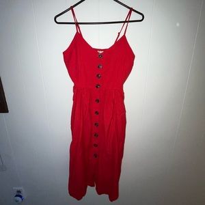 Red Japna button down dress with pockets